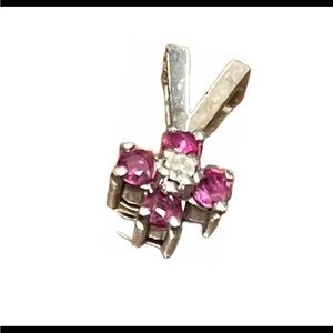 Ruby and Diamond pendant. 14 K white gold. Good quality. Very Small